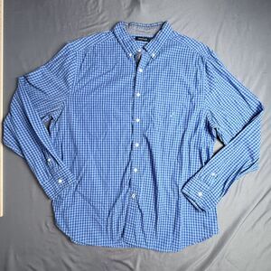 Gingham Nautica XXL Men Long Sleeve ButtonUp Blue Plaid Shirt Formal Casual Work